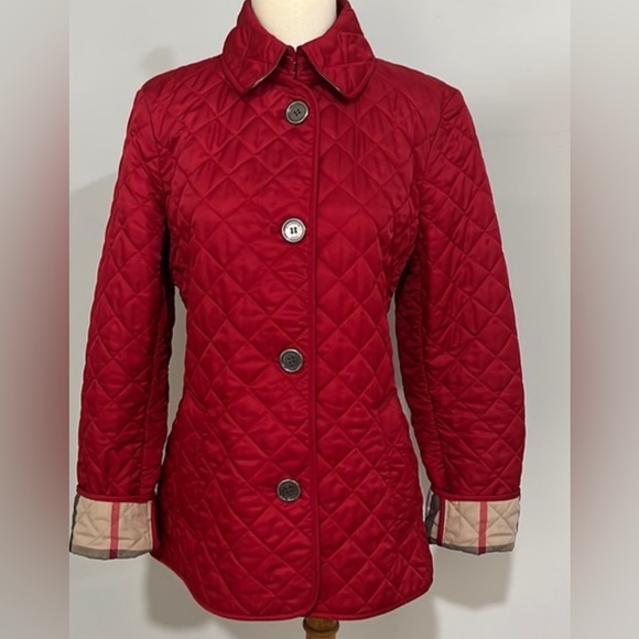 Burberry Red Quilted Puffer Jacket - Picture 3 of 17